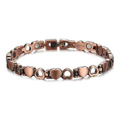 Womans Magnetic Bracelet - Copper Hearts #573