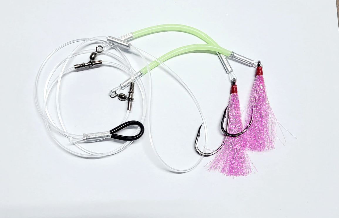 Cod Flasher Rig  6/0 LongShank - Pink