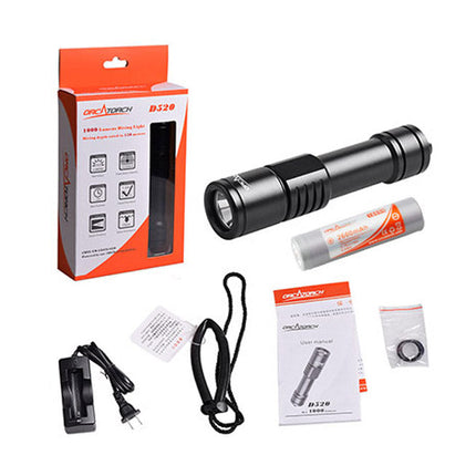 OrcaTorch D520 – 1000 Lumen Dive Torch – BLACK