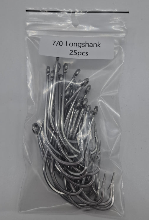 7/0 Long Shank Hooks pack of 25 - Meanfish