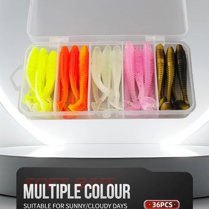 Meanfish 36pcs Fishing Bait Accessories Set – Soft Lure Kit with 1.75g Jig Heads