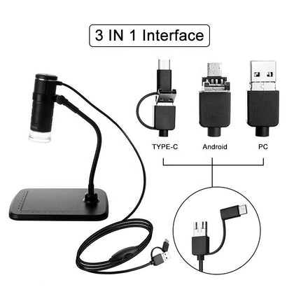 1000X Digital Microscope Camera with LED Light – USB Android Inspection Microscope