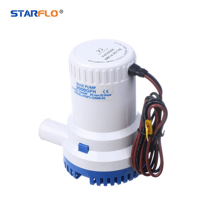 2000GPH 12V/24V Electric Bilge Pump – High Power Portable Marine Boat Submersible Water Pump