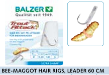 Pack of 5 Leader Rig/trace with Silicone Ring & Hook for maggots and worms (Trout/Salmon) 60cm 0.20 & 0.22mm options