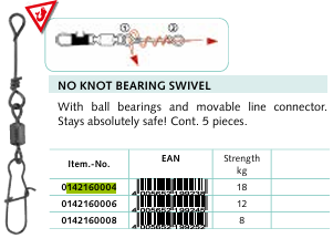 18kg Swivel with knotless connector - Connect swivel with wraps no knot required