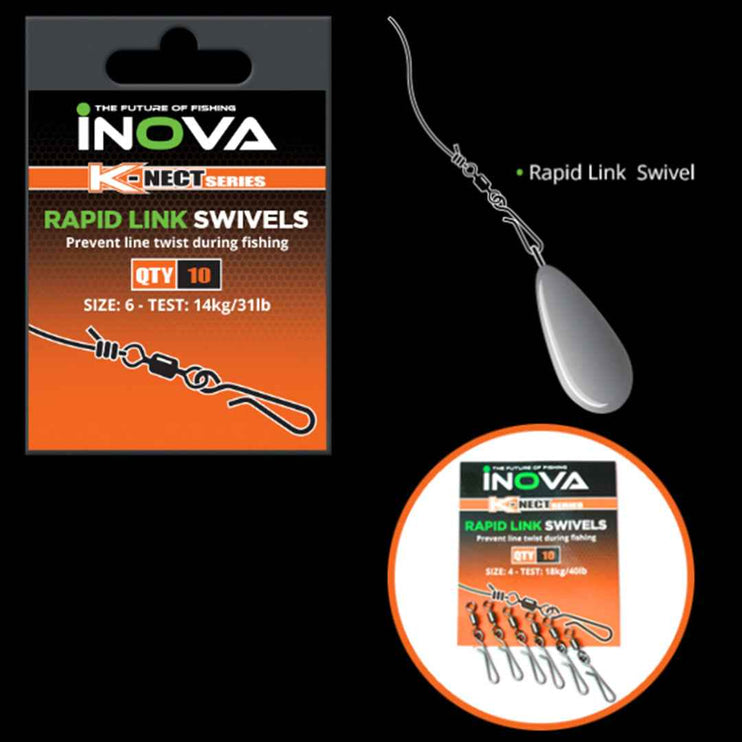 INOVA Rapid Link Swivels – Quick Change Fishing Clips for Rigs & Lures