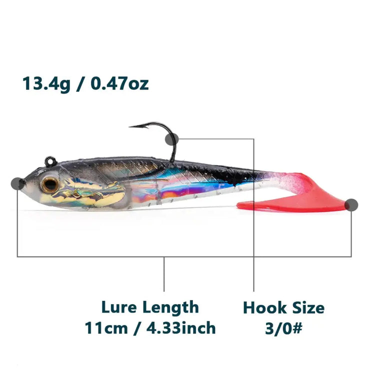 Soft Fishing Lures with Lead Head Jigs – Bass & Trout (Several quantities and colours available)