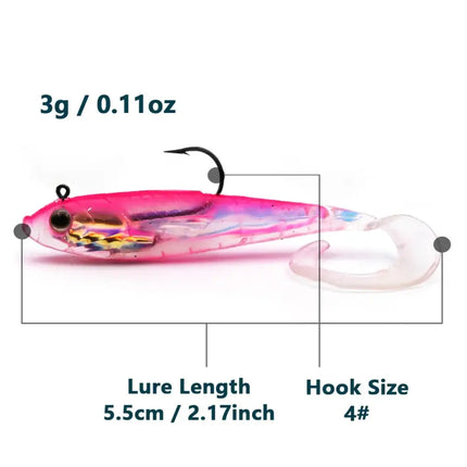 Soft Fishing Lures with Lead Head Jigs – Bass & Trout (Several quantities and colours available)