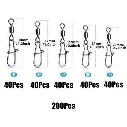 Stainless Steel Fishing Swivel Snaps – 50/100/200pcs