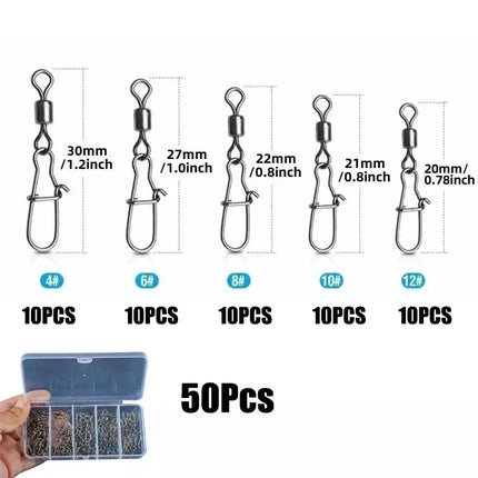 Stainless Steel Fishing Swivel Snaps – 50/100/200pcs