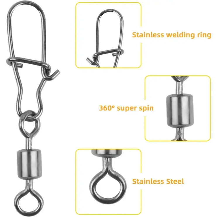 Stainless Steel Fishing Swivel Snaps – 50/100/200pcs