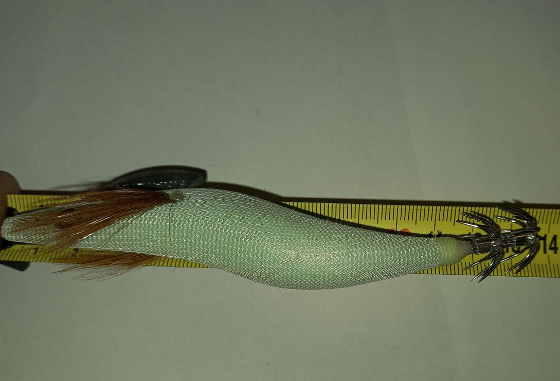 White Pearl Luminous Shrimp Squid size 3.5 ~  Dark Glow Squid Jig
