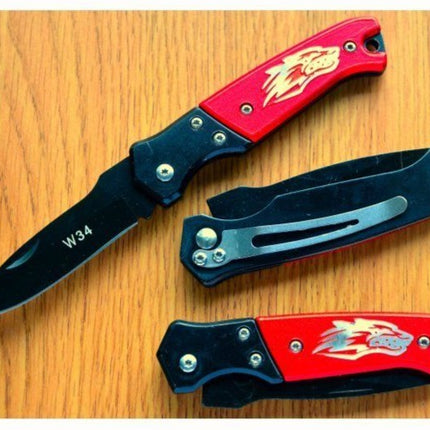 Wolf Folding Knife - Multi Purpose  Red or Blue