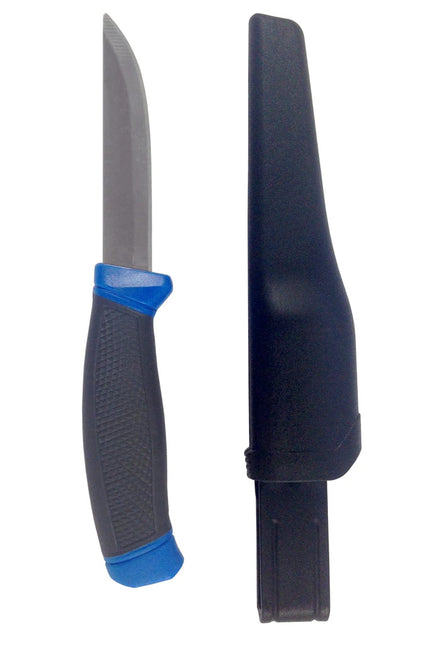 Fishtech Blue Bait Knife with Plastic Sheath