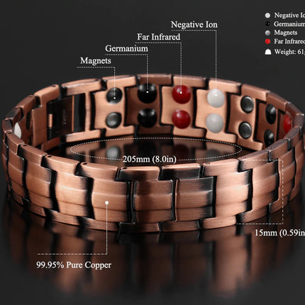 Silver Double Row Bio Elements Energy Germanium Bracelet