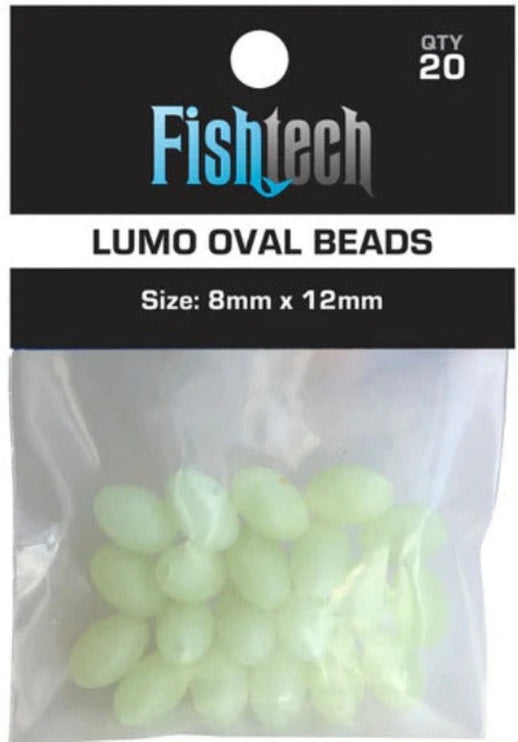 Lumo Beads - Lumo Oval 8mm x 12mm  20 per pack - Fish tech
