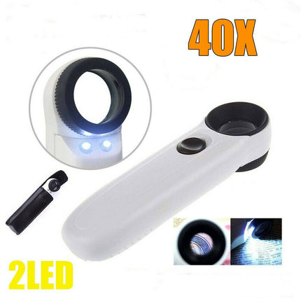 40X Magnifier Glass Jeweler Eye with 2 LED Lights